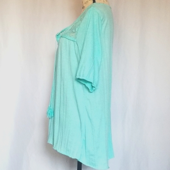 French Laundry Flowy Mint Green Top with lace front, size XL - Picture 2 of 8